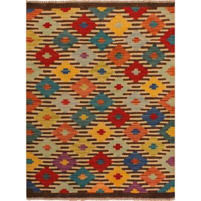 Kilim Liriene Ivory/Brown Hand-Woven Wool Rug (2'6 x 4'2) - 2' 6" x 4' 2"