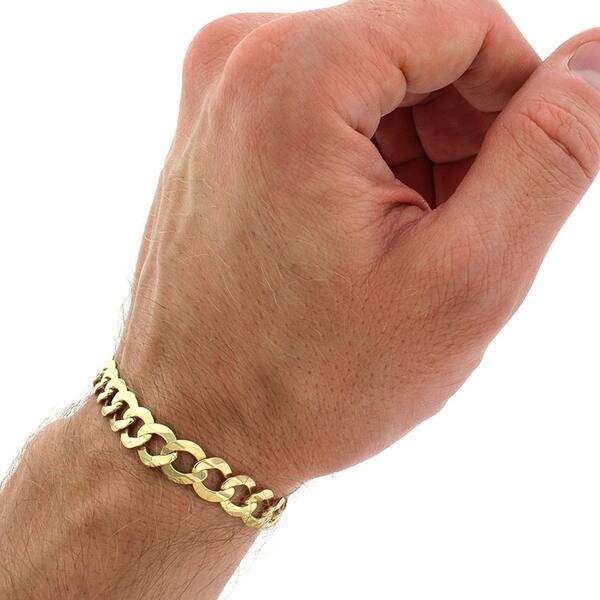 Gift Bag 8 mm Wide 9k Yellow Gold Plated Classic Curb Bracelet Link Chain 8mm
