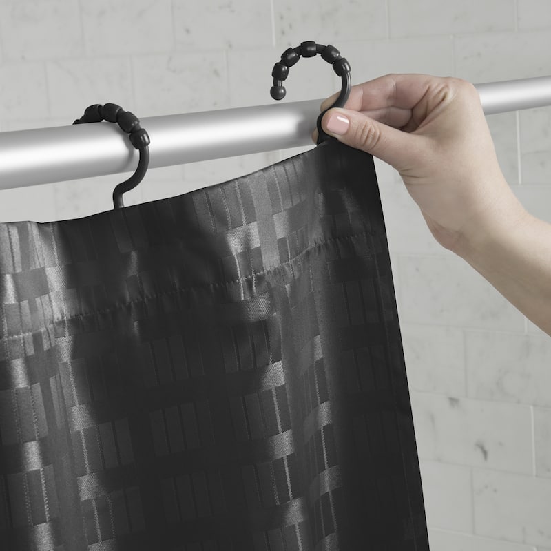 Maytex Madison Fabric Shower Curtain with Attached Roller Glide Hooks