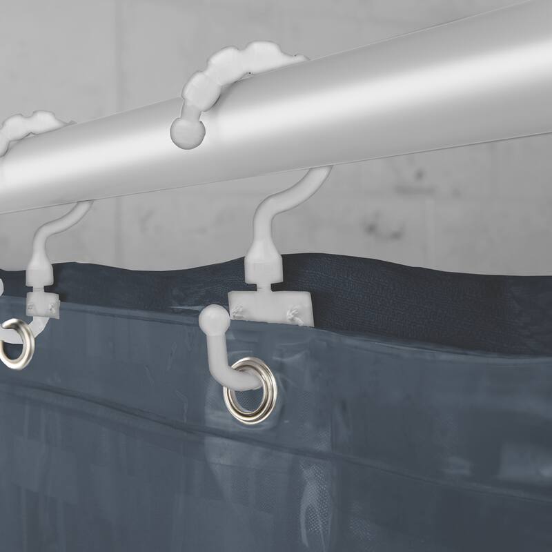 Maytex Madison Fabric Shower Curtain with Attached Roller Glide Hooks