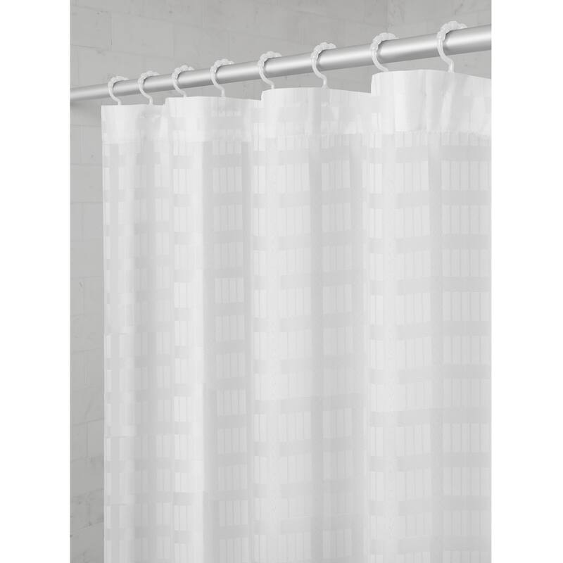 Maytex Madison Fabric Shower Curtain with Attached Roller Glide Hooks