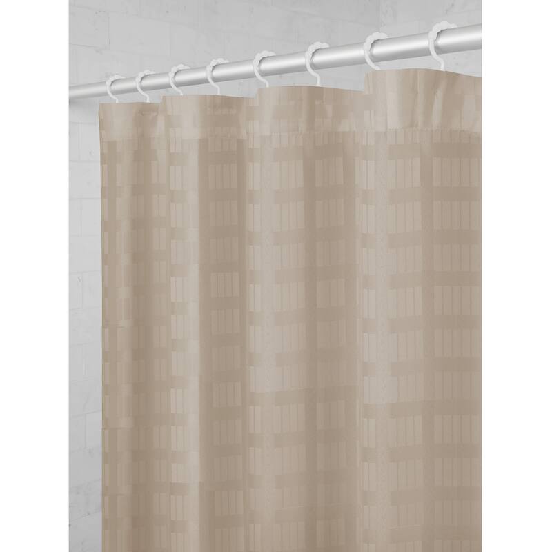 Maytex Madison Fabric Shower Curtain with Attached Roller Glide Hooks