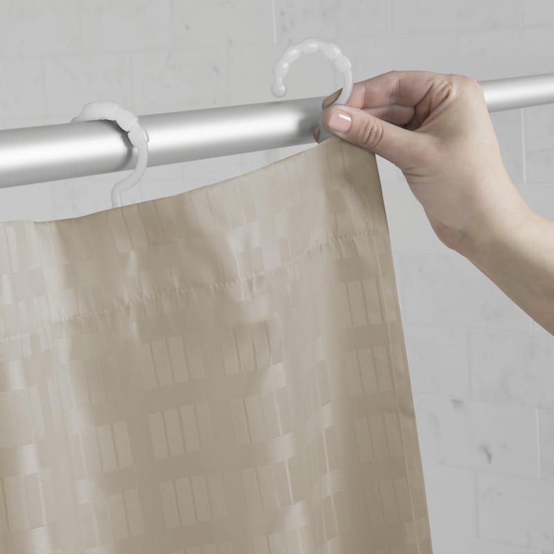 Maytex Madison Fabric Shower Curtain with Attached Roller Glide Hooks