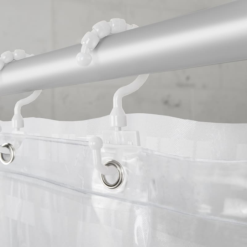 Maytex Madison Fabric Shower Curtain with Attached Roller Glide Hooks