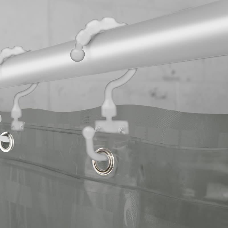 Maytex Madison Fabric Shower Curtain with Attached Roller Glide Hooks