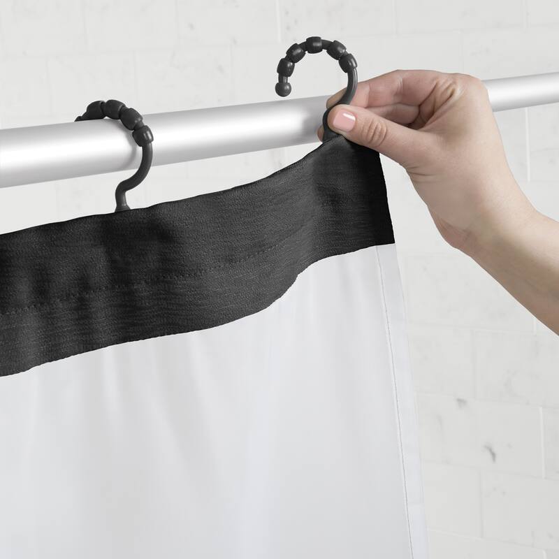 Maytex Smart Curtain Hendrix View Fabric Shower Curtain Attached Hooks