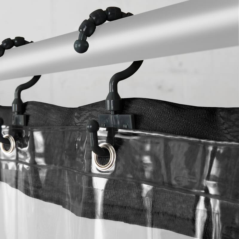 Maytex Smart Curtain Hendrix View Fabric Shower Curtain Attached Hooks