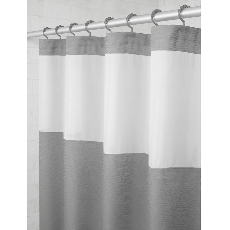 Maytex Smart Curtain Hendrix View Fabric Shower Curtain Attached Hooks