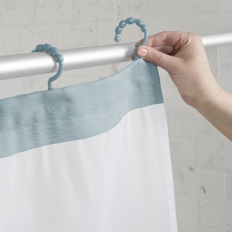 Maytex Smart Curtain Hendrix View Fabric Shower Curtain Attached Hooks