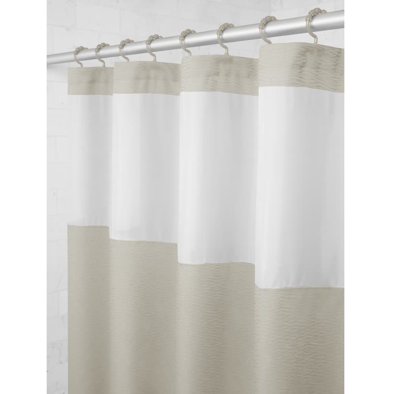 Maytex Smart Curtain Hendrix View Fabric Shower Curtain Attached Hooks