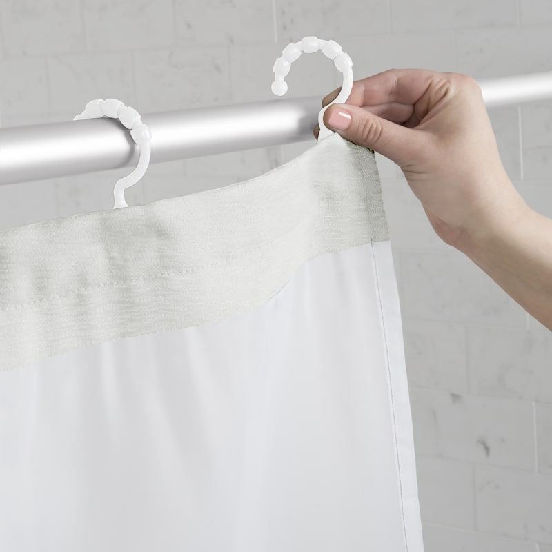Maytex Smart Curtain Hendrix View Fabric Shower Curtain Attached Hooks