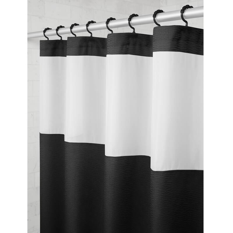 Maytex Smart Curtain Hendrix View Fabric Shower Curtain Attached Hooks