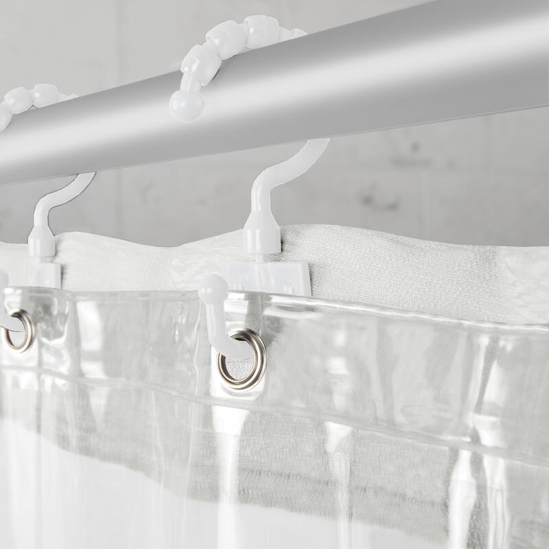 Maytex Smart Curtain Hendrix View Fabric Shower Curtain Attached Hooks