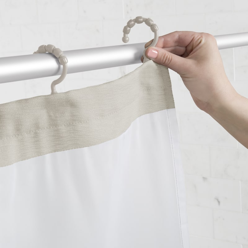Maytex Smart Curtain Hendrix View Fabric Shower Curtain Attached Hooks