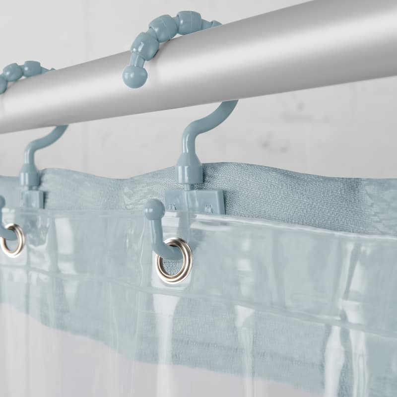 Maytex Smart Curtain Hendrix View Fabric Shower Curtain Attached Hooks