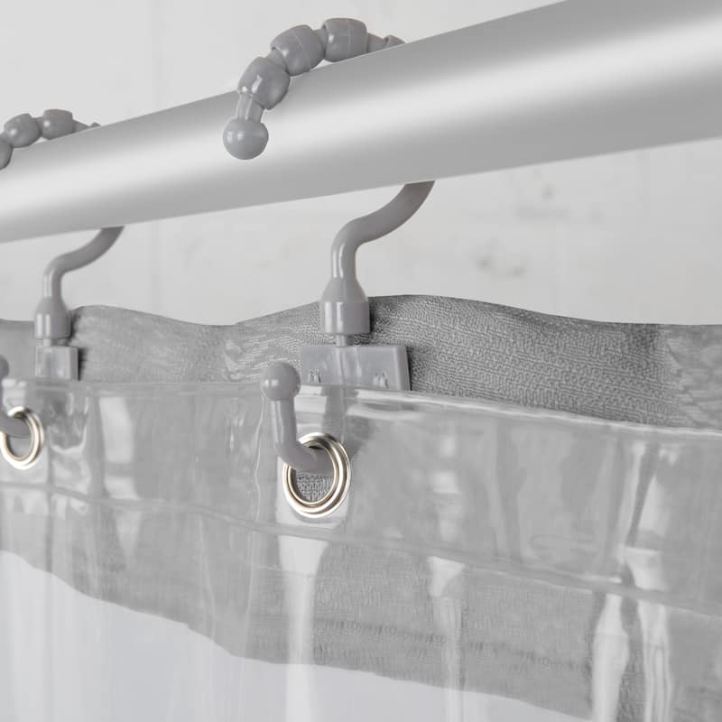 Maytex Smart Curtain Hendrix View Fabric Shower Curtain Attached Hooks