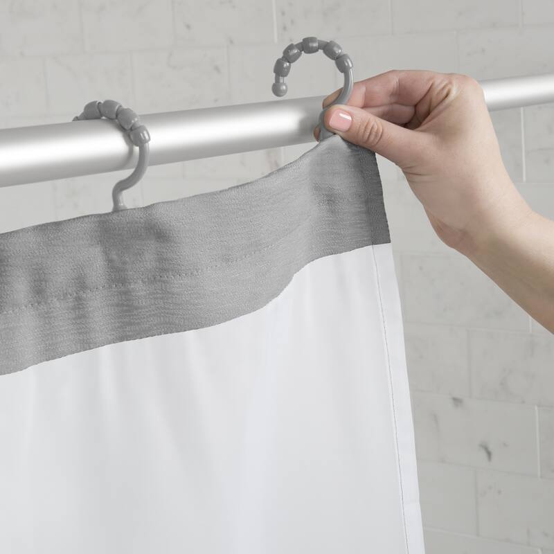 Maytex Smart Curtain Hendrix View Fabric Shower Curtain Attached Hooks