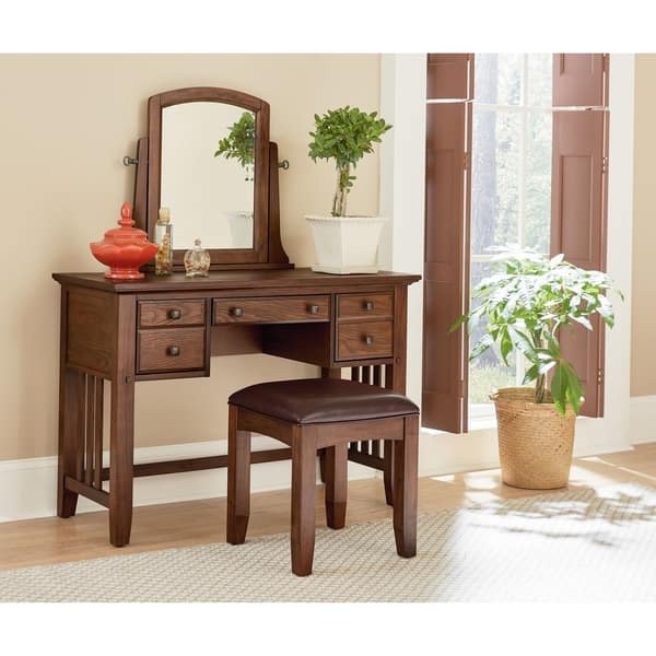 Shop Modern Mission Bedroom Vanity And Mirror Set Bench