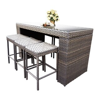 Shop Sea Breeze OH0610 Outdoor Patio Wicker Bar Set with 6 ... on Outdoor Bar Supplies id=32320