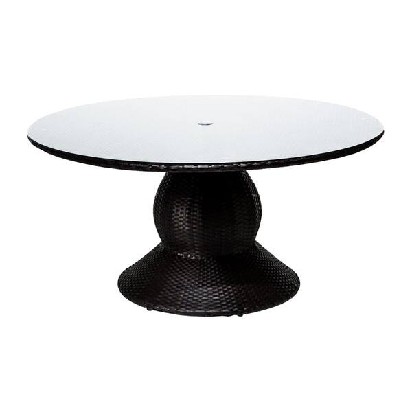 Provence Oh0538 Outdoor Patio Round Wicker Dining Table With Gl Topper