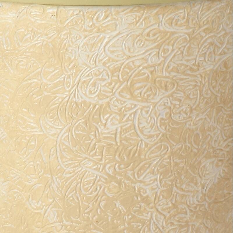 Hand-Made Embossed Beige Polyresin Planter, Medium