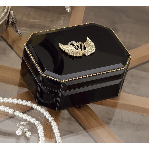Silver Orchid Valkyrien Wood Swan Black Glass Box