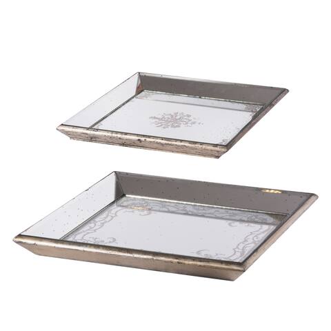 A&B Home Violet Champagne Mirrored Square Trays (Set of 2)