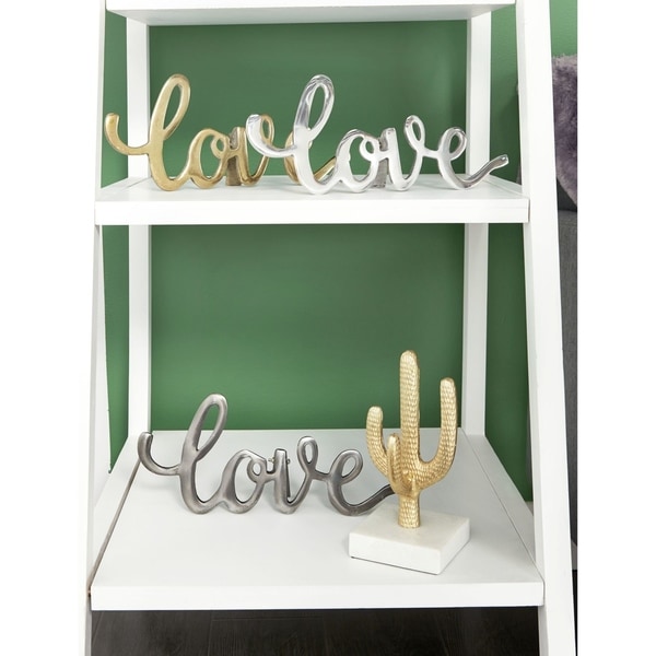 Set of 3 Metal "Love" Signs w/ Gold, Silver, & Gray Finishes 14" x 6"
