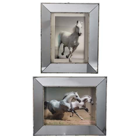 Daven Galloping Horse 5D Mirrored Wall Art (Set of 2) - Silver