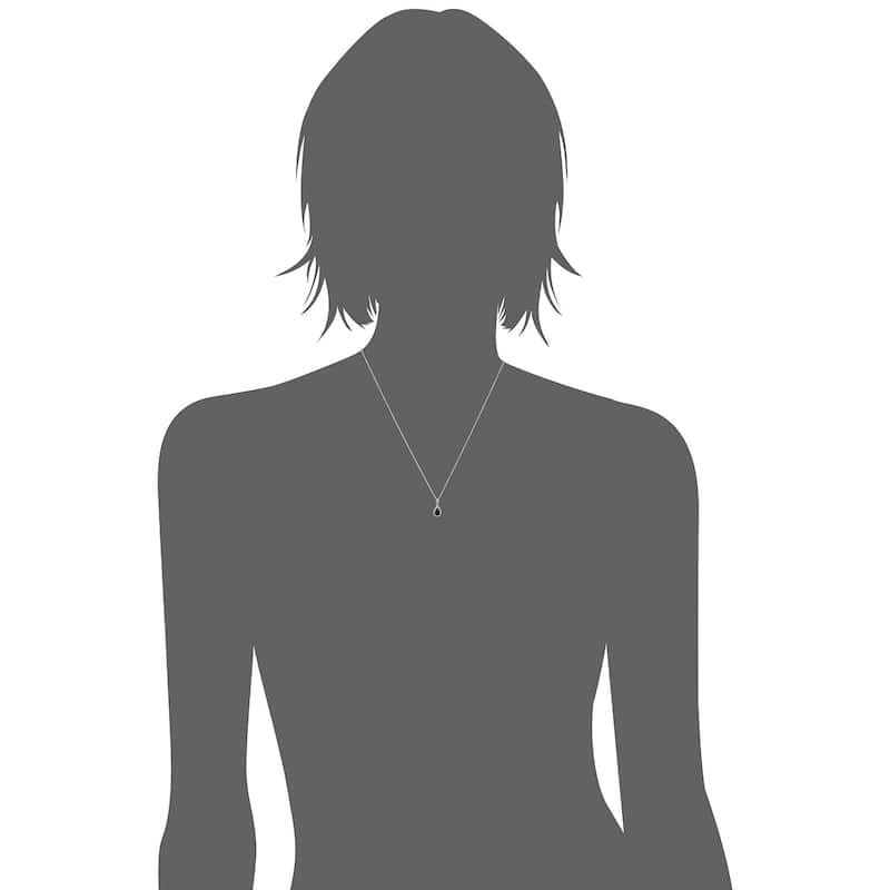 10k WT Gold Blue Sapphire & Created White Sapphire Pendant Necklace 18