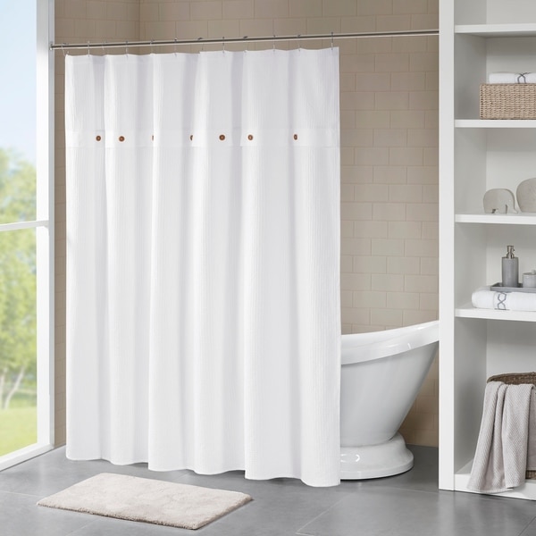 Madison Park Rianon Cotton Waffle Weave Shower Curtain 3 Color Option