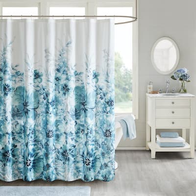Madison Park Adella Floral Cotton Printed Shower Curtain 2 Color Option
