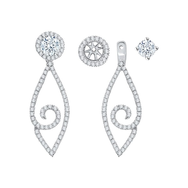 14k White Gold 3 4ct Tdw Diamond Drop Earring Jackets I J I1 14k White Gold 3 4ct Tdw Diamond Drop Earring Jackets I J I1