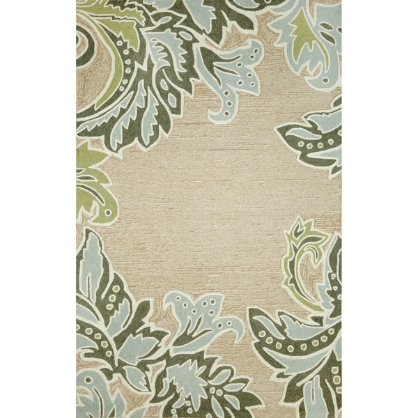 Liora Manne Ravella Ornamental Leaf Border Outdoor Rug (8'3 x 11'6) - 8'3 x 11'6