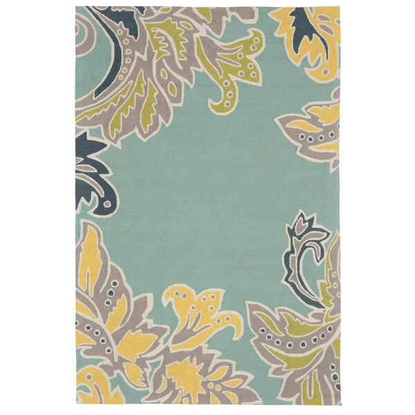 Liora Manne Ravella Ornamental Leaf Border Outdoor Rug (3'6 x 5'6) - 3'6 x 5'6
