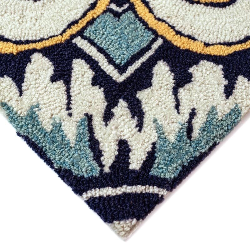 Liora Manne Ravella Floral Tile Indoor/Outdoor Rug Navy 7'6" x 9'6"
