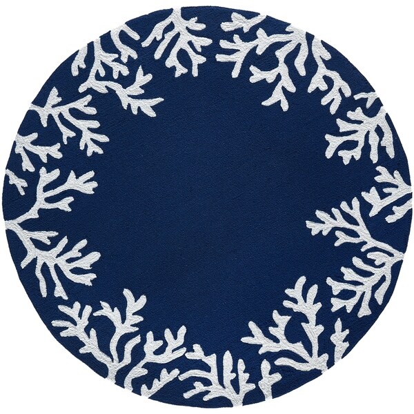 Liora Manne Capri Coral Border Outdoor Rug (5' x 5') - 5' x 5'