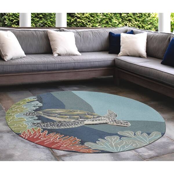 Shop Liora Manne Ravella Coastal Akumal Seaturtle Outdoor Rug 2 X 8 2 X 8 Overstock 21173074