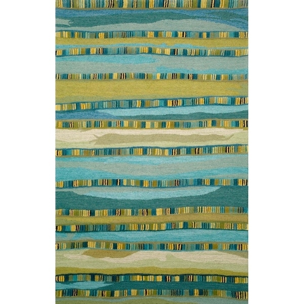 Liora Manne Seville Mosaic Stripe Indoor Wool Rug Blue 5' X 8' - 5' x 8'