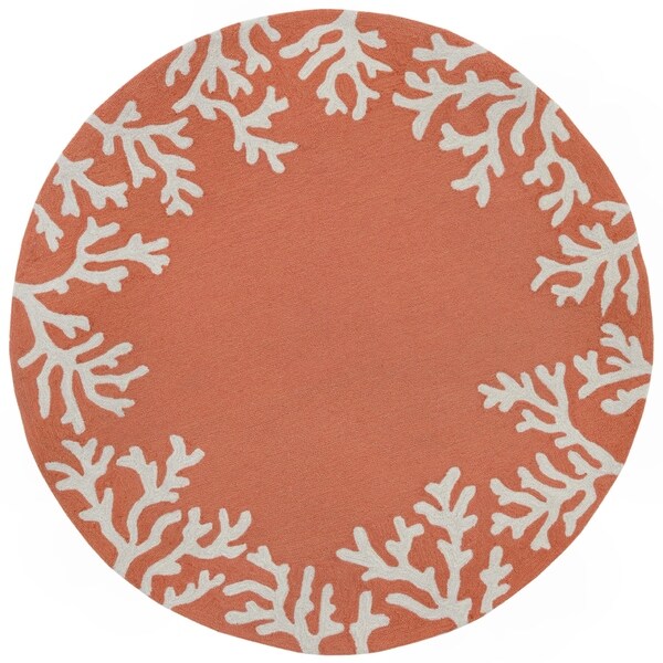 Liora Manne Capri Coral Border Outdoor Rug (5' x 5') - 5' x 5'