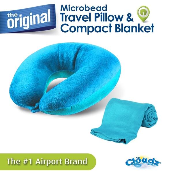Shop Cloudz Microbead Travel Neck Pillow And Compact Blanket Set