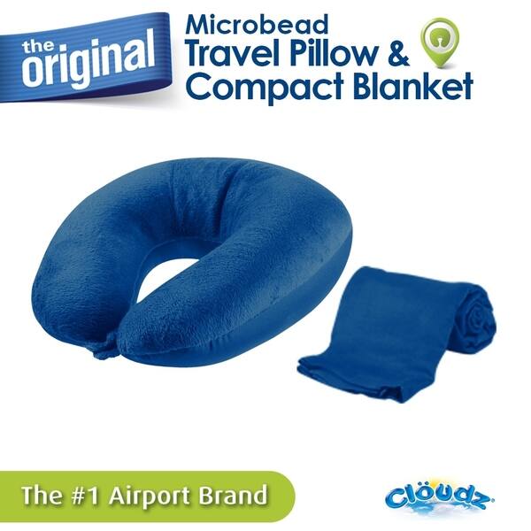 Shop Cloudz Microbead Travel Neck Pillow And Compact Blanket Set