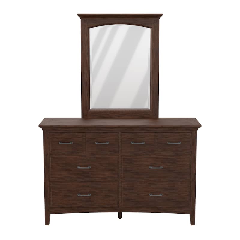 Modern Mission Queen Bedroom Set with 2 Nightstands and 1 Dresser with Mirror
