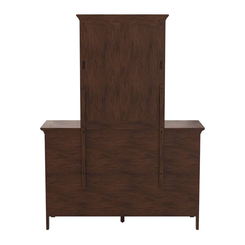 Modern Mission Queen Bedroom Set with 2 Nightstands and 1 Dresser with Mirror