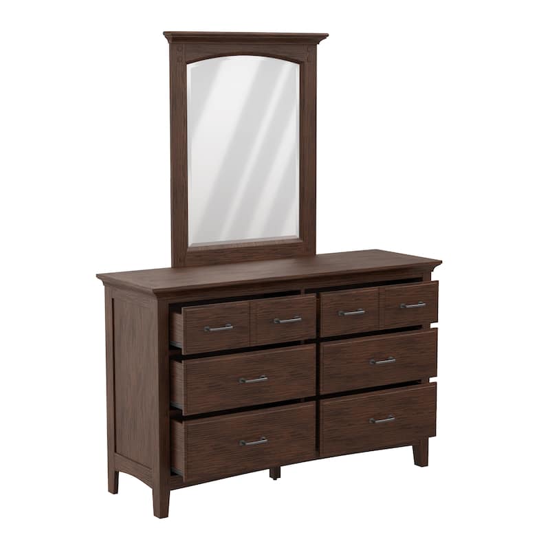 Modern Mission Queen Bedroom Set with 2 Nightstands and 1 Dresser with Mirror