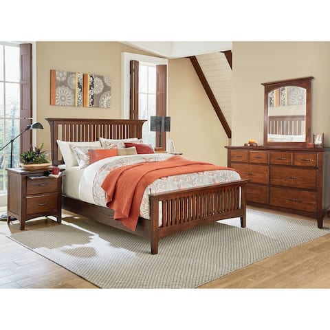 Modern Mission King Bedroom Set with 2 Nightstands and 1 Dresser with Mirror