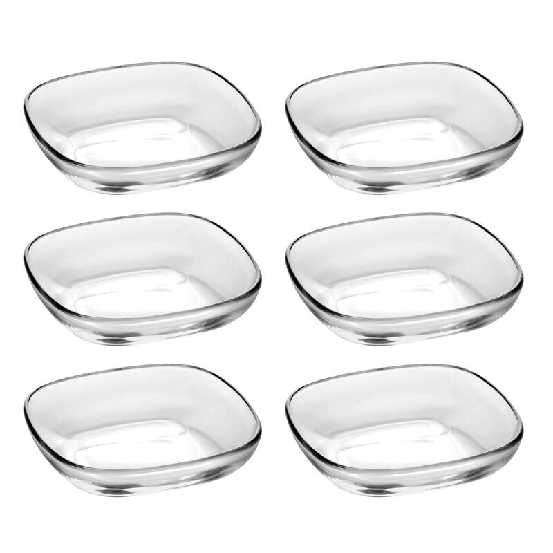 Majestic Gifts European High Quality Glass Salad/ Dessert Square Plates- 5.5" Diameter- S/6