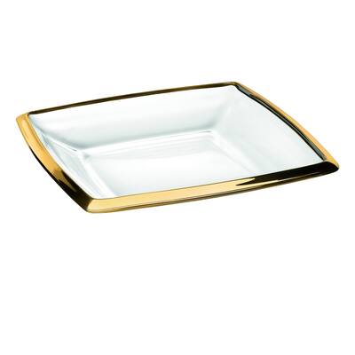 Majestic Gifts European High Quality Glass Platter/ Serving Tray/ Plate - With Gold Rim 11" Diameter