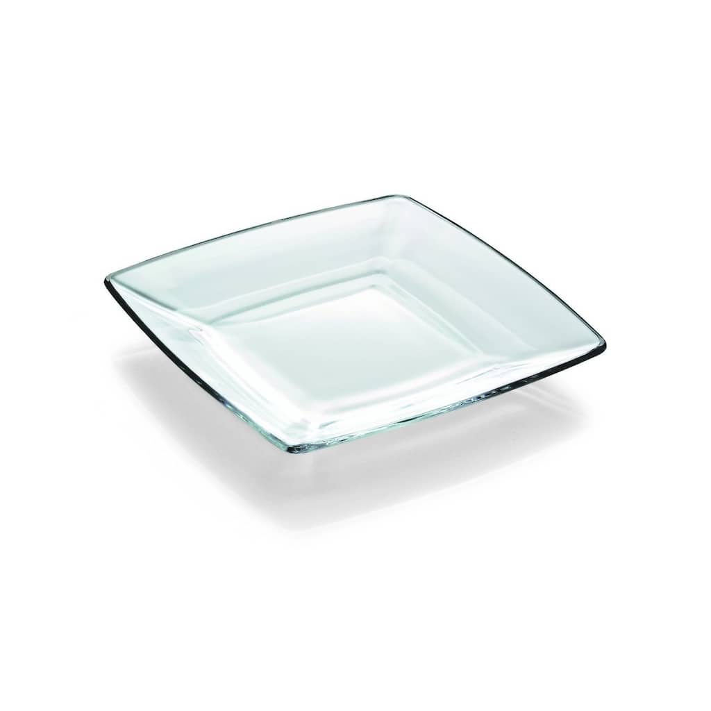 Majestic Gifts European High Quality Glass Square Salad/ Dessert Plates- 7" Diameter- S/6