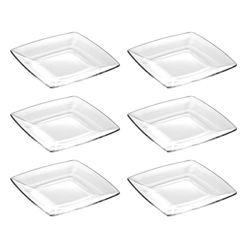 Majestic Gifts European High Quality Glass Square Dinner Plates- 9" Diameter- S/6